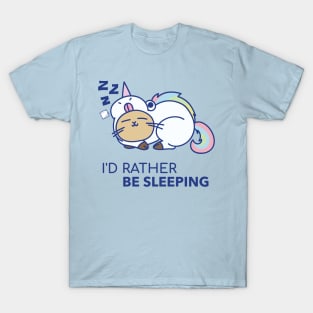 I'd Rather Be Sleeping Cat in Unicorn Pajamas T-Shirt